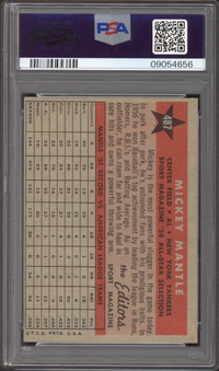 1958 Topps #487 Mickey Mantle All Star PSA NM-MT 8