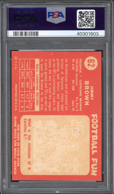 1958 Topps #62 Jim Brown ROOKIE PSA NM 7
