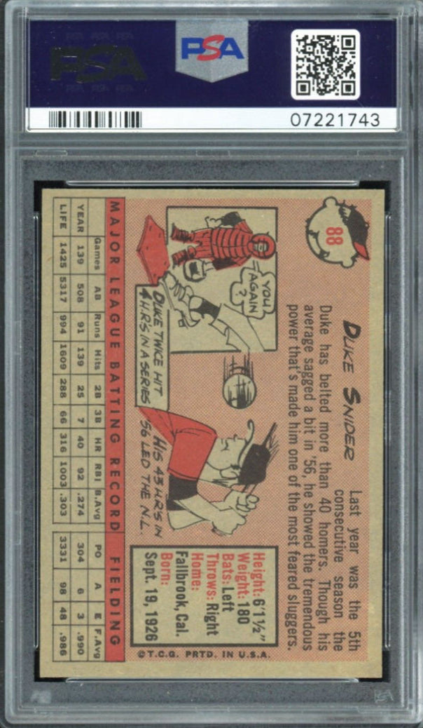 1958 Topps #88 Duke Snider PSA 9