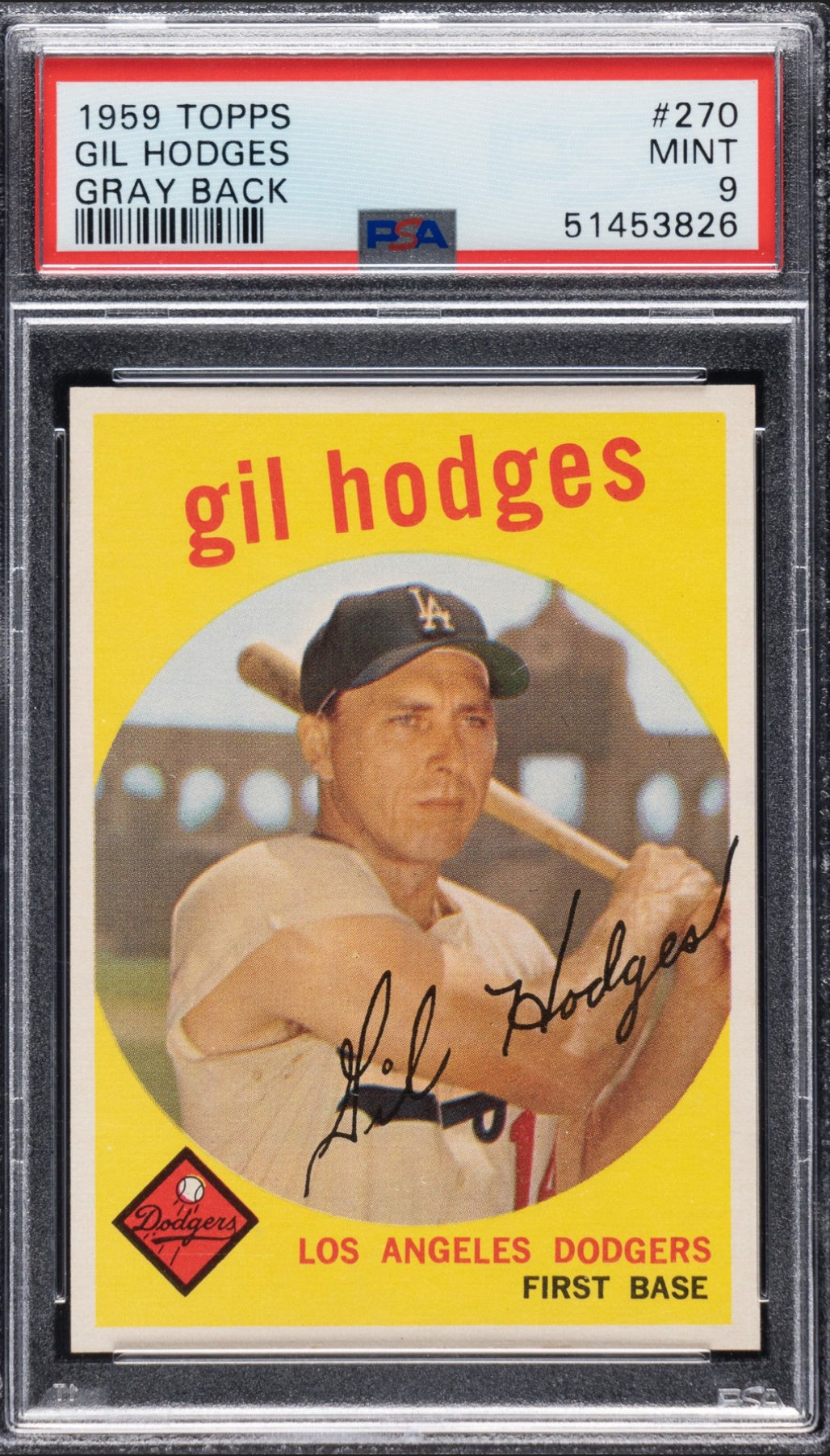 1959 Topps Gray Back #270 Gil Hodges PSA 9