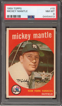 1959 Topps #10 Mickey Mantle PSA NM-MT 8