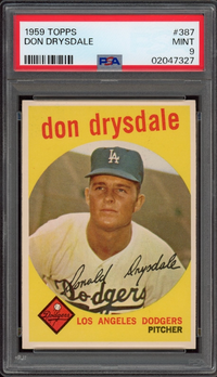 1959 Topps #387 Don Drysdale PSA MINT 9