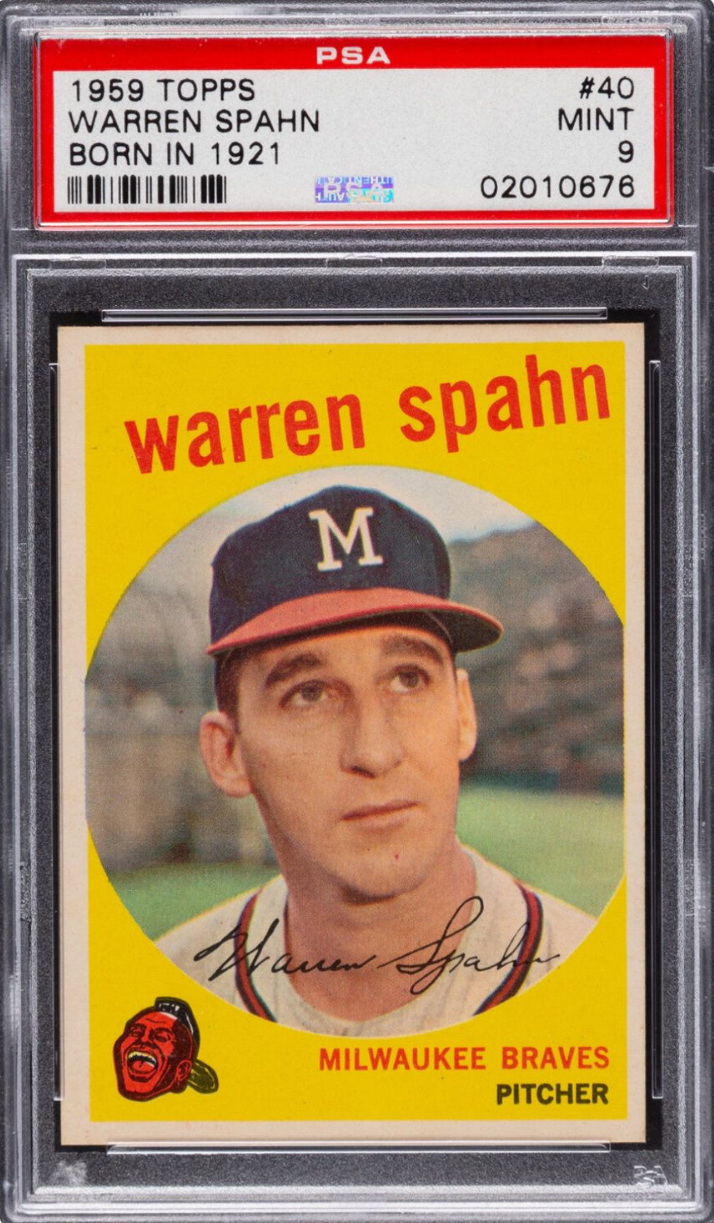 1959 Topps #40 Warren Spahn PSA 9