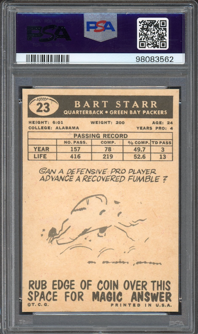 1959 Topps #23 Bart Starr PSA MINT 9