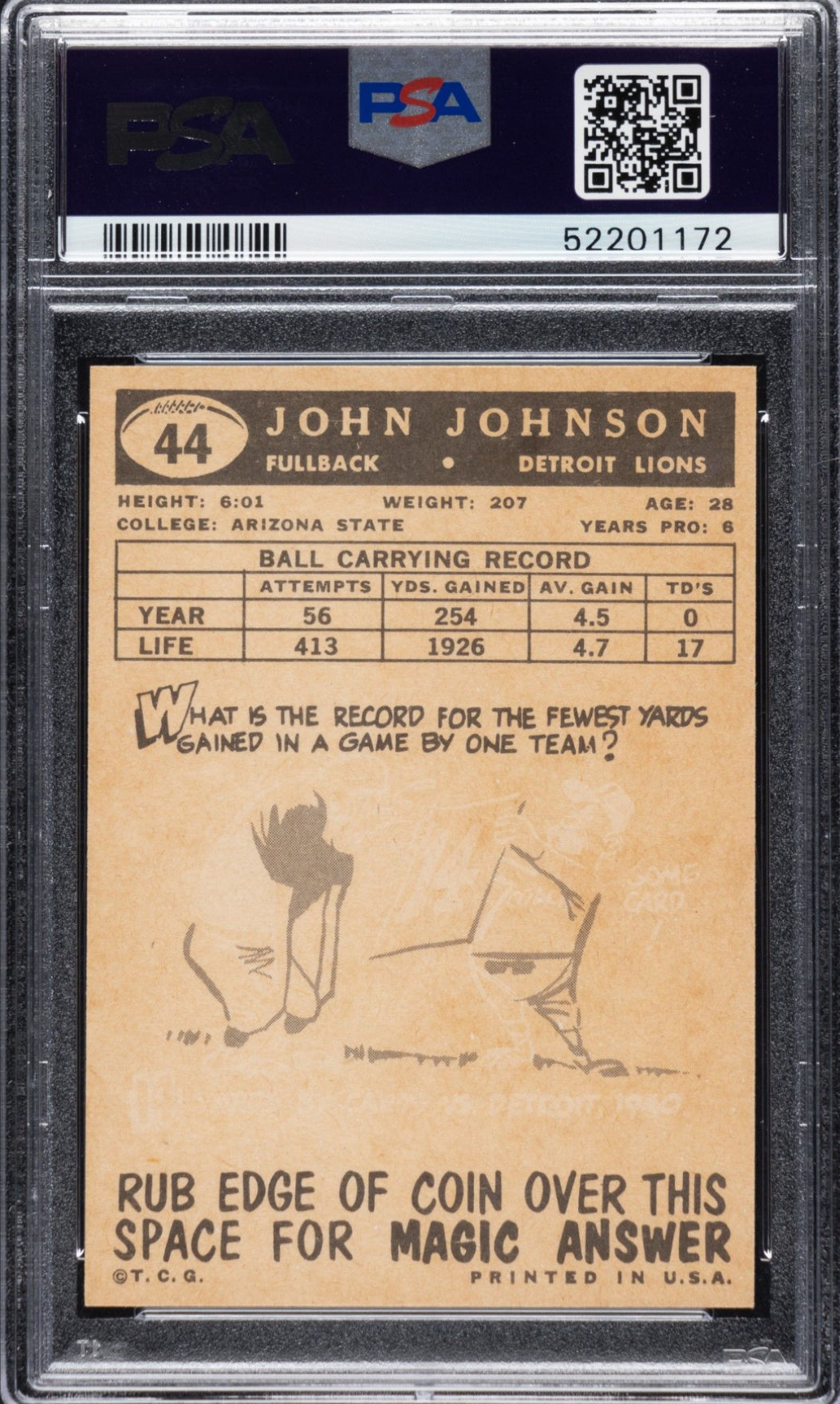 1959 Topps #44 John Henry Johnson PSA MINT 9