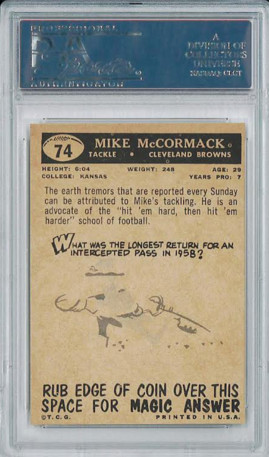 1959 Topps #74 Mike McCormack PSA 8