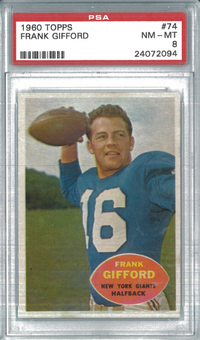 1960 Topps #74 Frank Gifford PSA 8