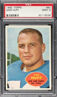 1960 Topps #80 Sam Huff PSA 9