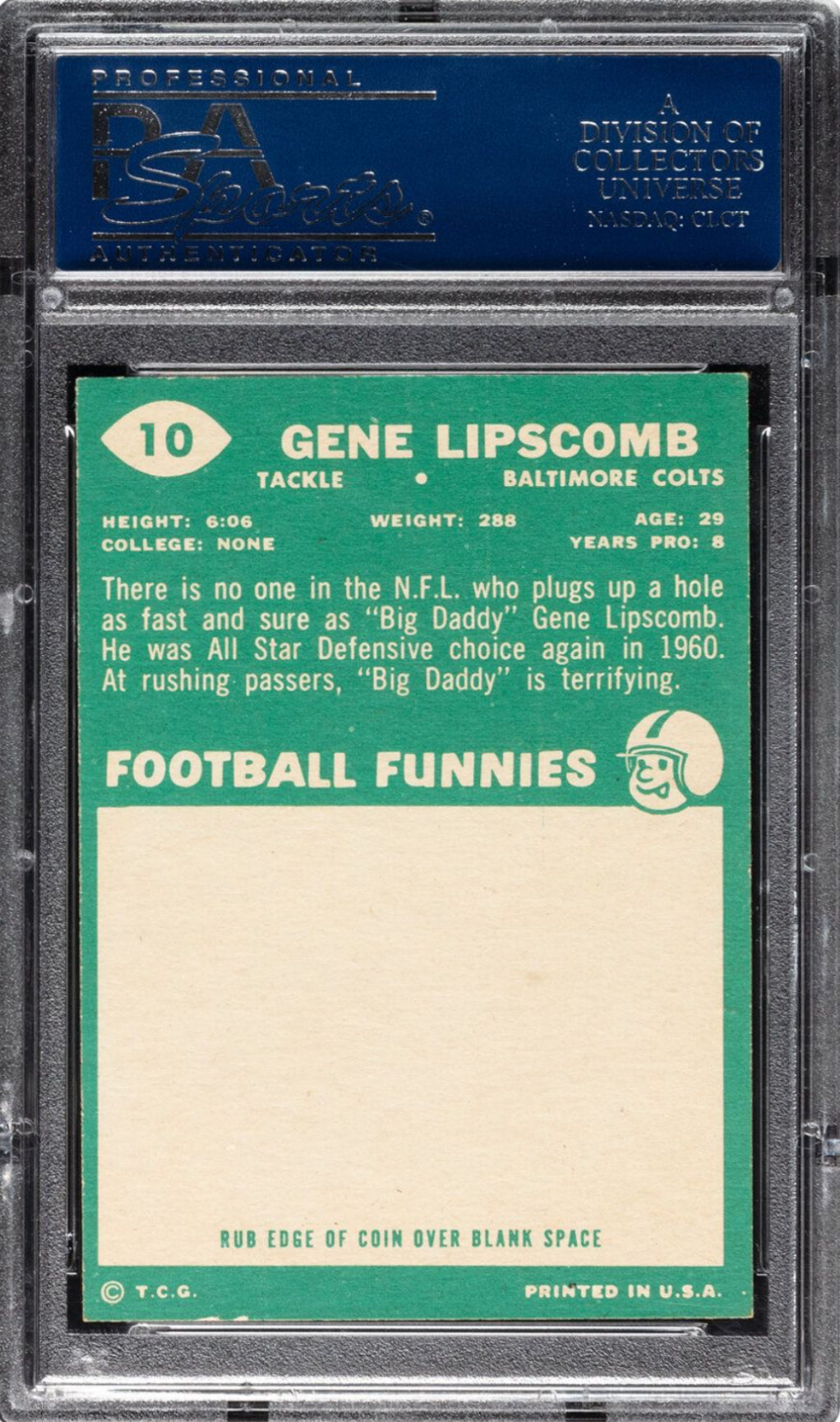 1960 Topps #10 Gene Lipscomb PSA NM-MT+ 8.5