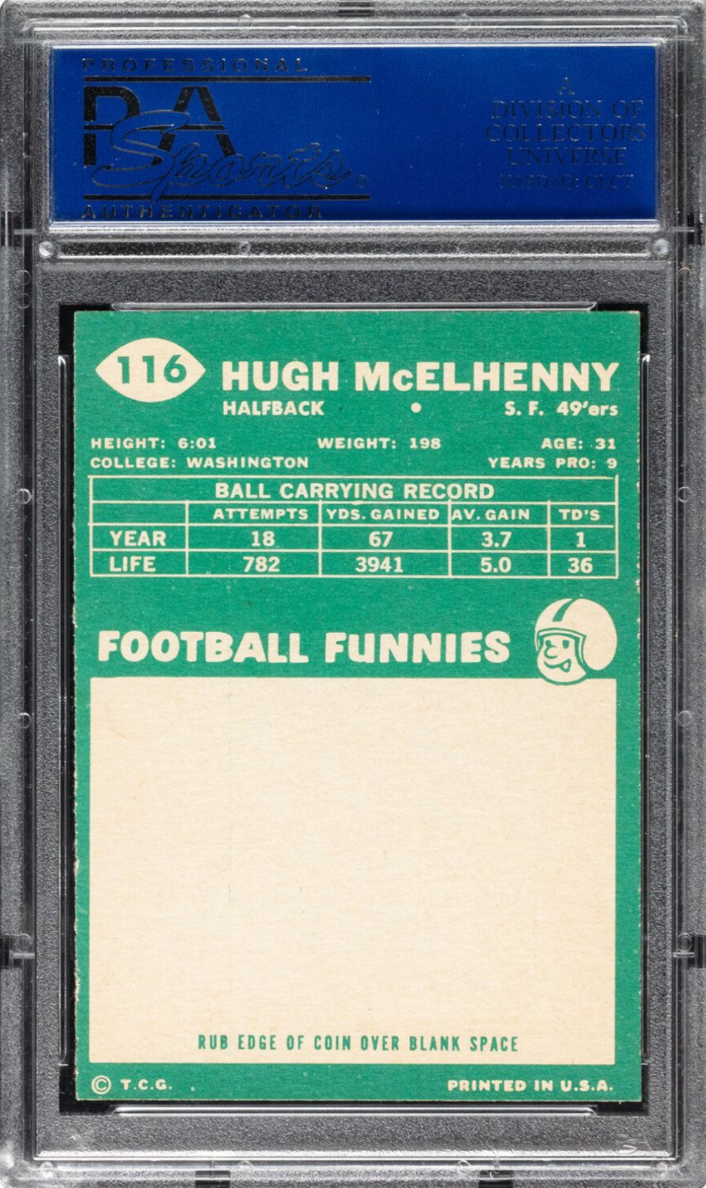 1960 Topps #116 Hugh McElhenny PSA MINT 9