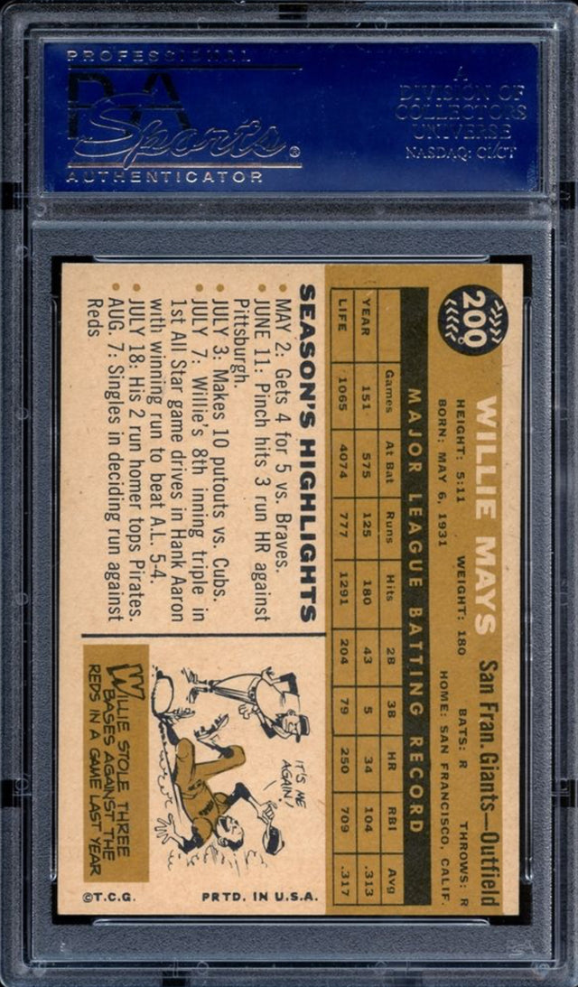 1960 Topps #200 Willie Mays PSA 8