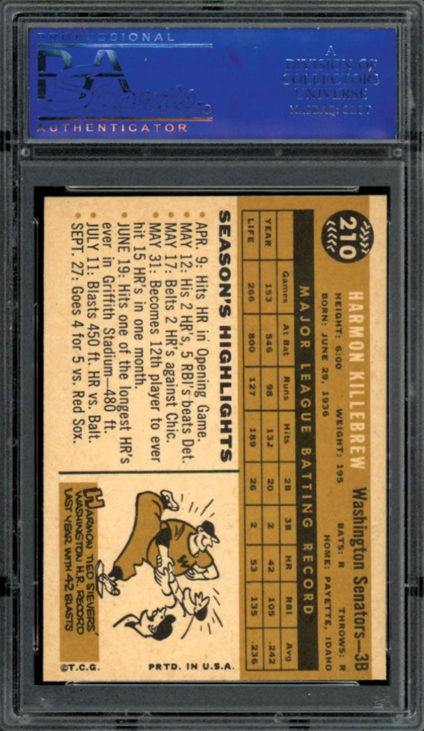 1960 Topps #210 Harmon Killebrew PSA NM-MT 8