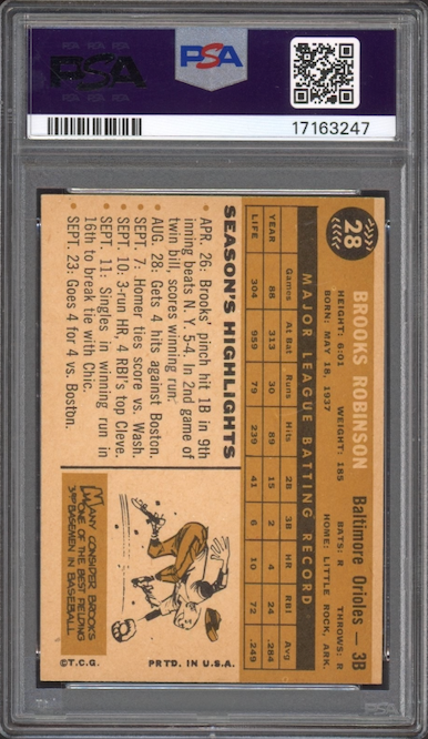 1960 Topps #28 Brooks Robinson PSA MINT 9
