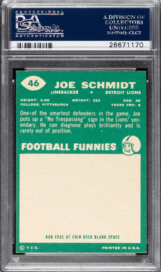 1960 Topps #46 Joe Schmidt PSA MINT 9