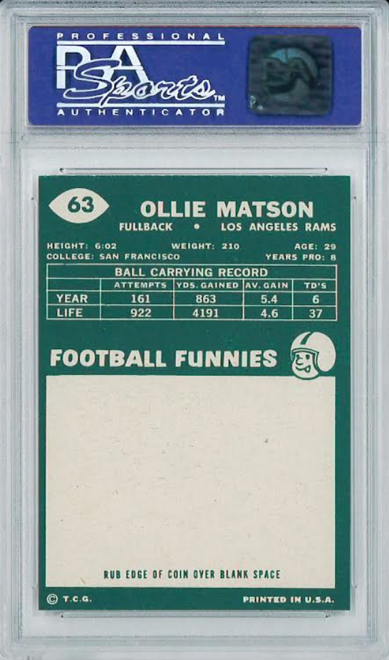 1960 Topps #63 Ollie Matson PSA NM-MT 8
