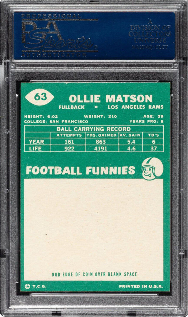 1960 Topps #63 Ollie Matson PSA MINT 9