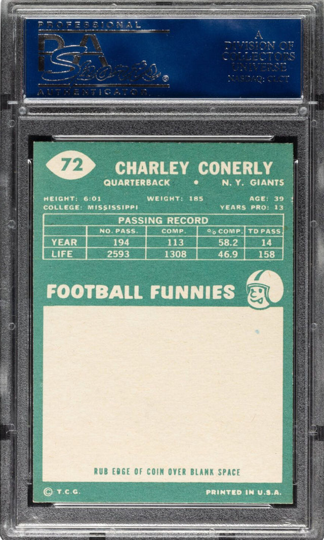 1960 Topps #72 Charley Conerly PSA MINT 9