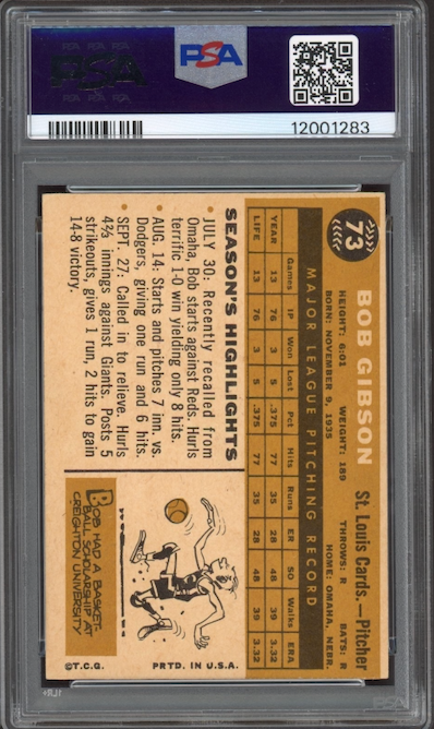 1960 Topps #73 Bob Gibson PSA NM-MT 8