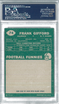 1960 Topps #74 Frank Gifford PSA NM-MT 8