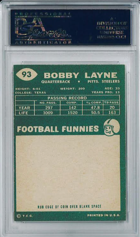 1960 Topps #93 Bobby Layne PSA NM-MT 8
