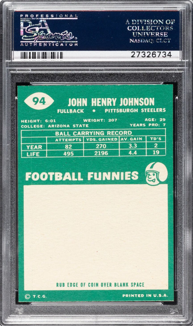 1960 Topps #94 John Henry Johnson PSA GEM MINT 10