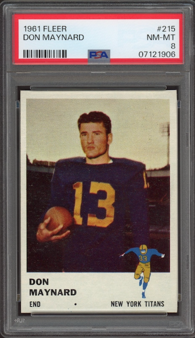 1961 Fleer #215 Don Maynard ROOKIE PSA NM-MT 8