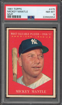1961 Topps #475 Mickey Mantle MVP PSA NM-MT 8