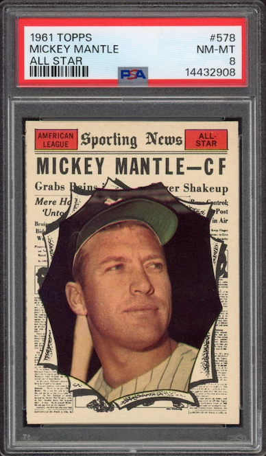 1961 Topps #578 Mickey Mantle All-Star PSA NM-MT 8