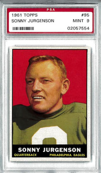 1961 Topps #95 Sonny Jurgenson PSA 9