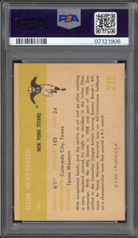 1961 Fleer #215 Don Maynard ROOKIE PSA NM-MT 8
