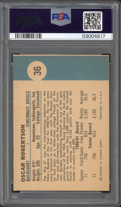 1961 Fleer #36 Oscar Robertson ROOKIE PSA NM-MT 8