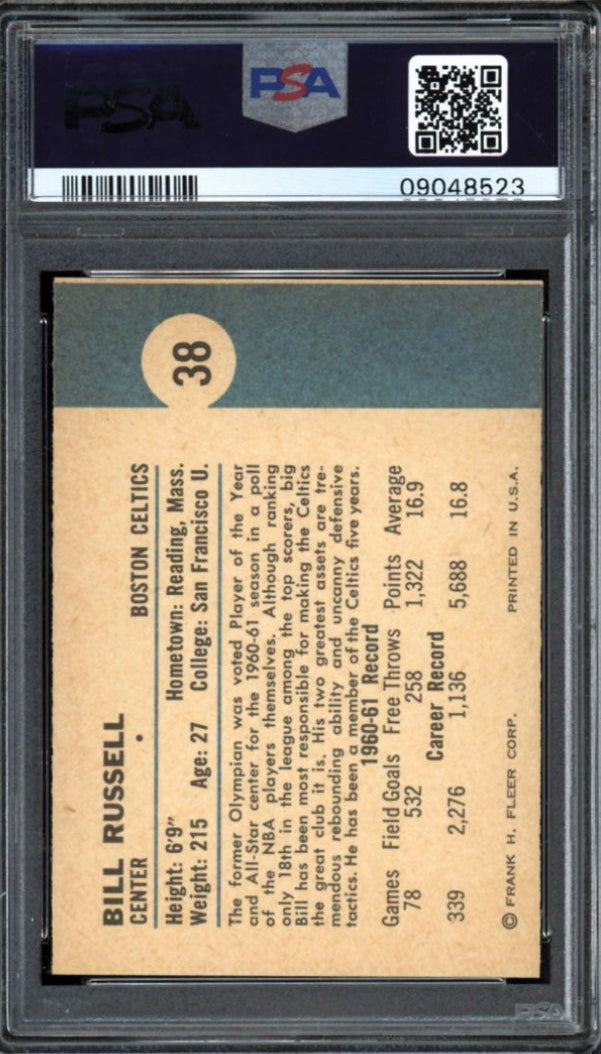 1961 Fleer #38 Bill Russell PSA 8