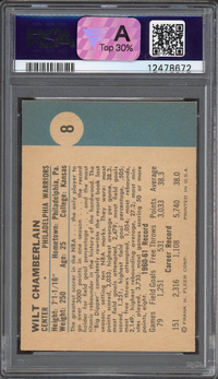 1961 Fleer #8 Wilt Chamberlain ROOKIE PSA NM-MT 8