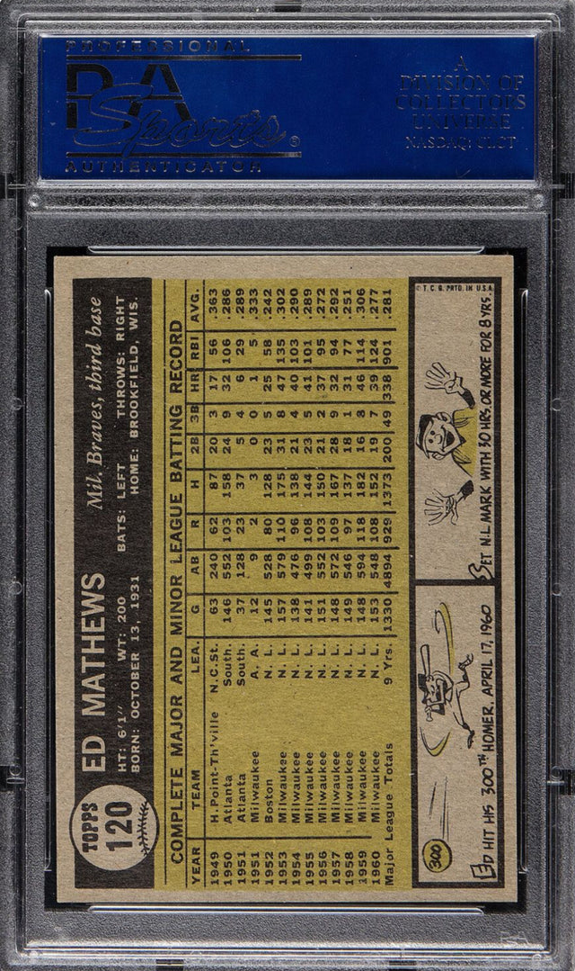 1961 Topps #120 Ed Matthews PSA MINT 9