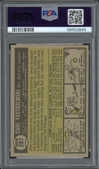 1961 Topps #287 Carl Yastrzemski Star Rookie PSA NM-MT 8