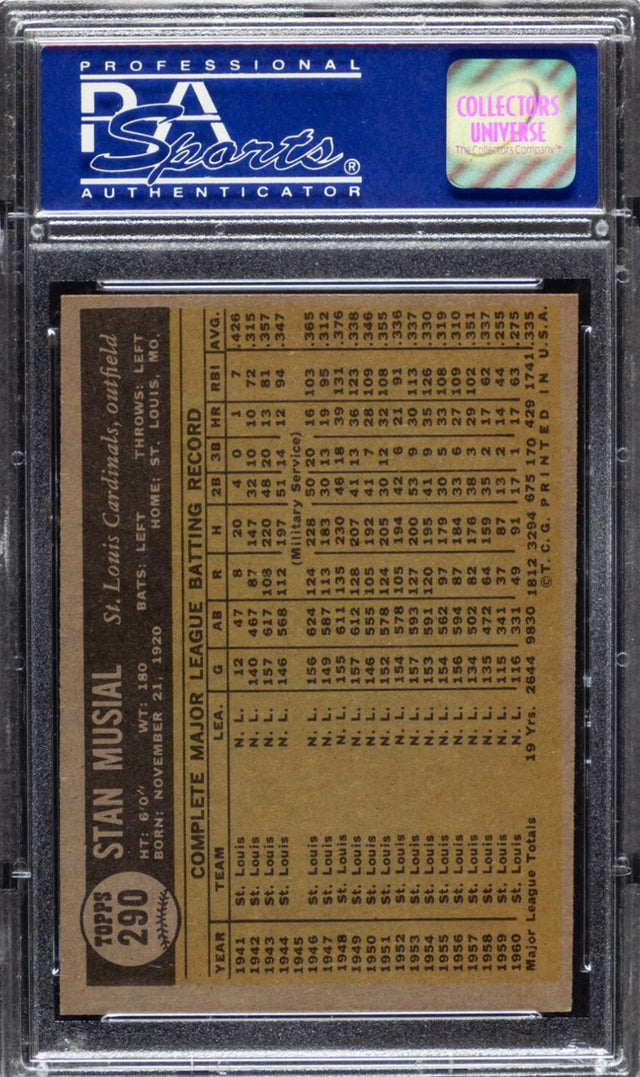1961 Topps #290 Stan Musial PSA 8