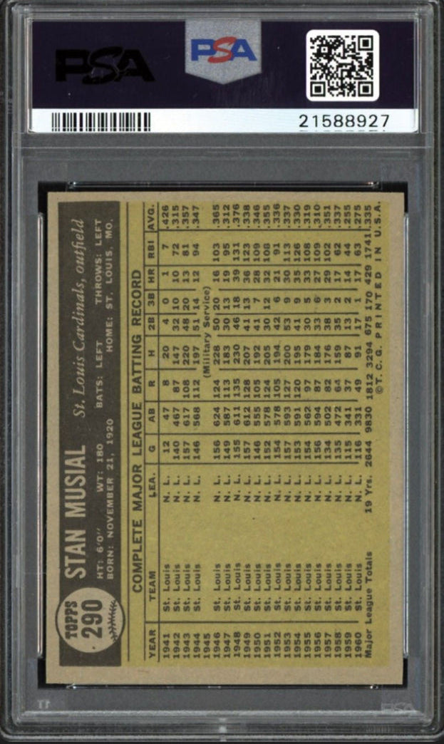1961 Topps #290 Stan Musial PSA 9