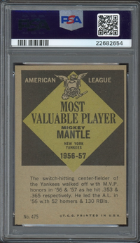 1961 Topps #475 Mickey Mantle MVP PSA NM-MT 8