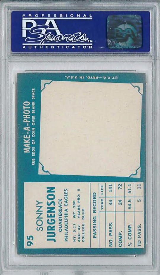 1961 Topps #95 Sonny Jurgenson PSA MINT 9