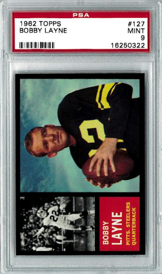 1962 Topps #127 Bobby Layne PSA 9