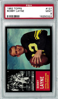 1962 Topps #127 Bobby Layne PSA 9