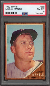 1962 Topps #200 Mickey Mantle PSA NM-MT 8