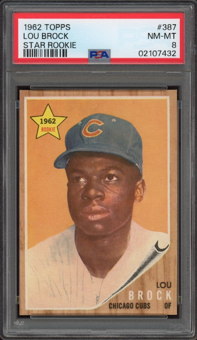 1962 Topps #387 Lou Brock Star ROOKIE PSA NM-MT 8