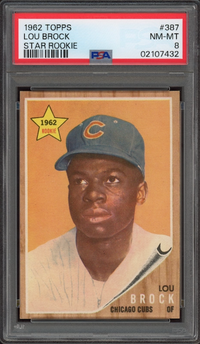 1962 Topps #387 Lou Brock Star ROOKIE PSA NM-MT 8