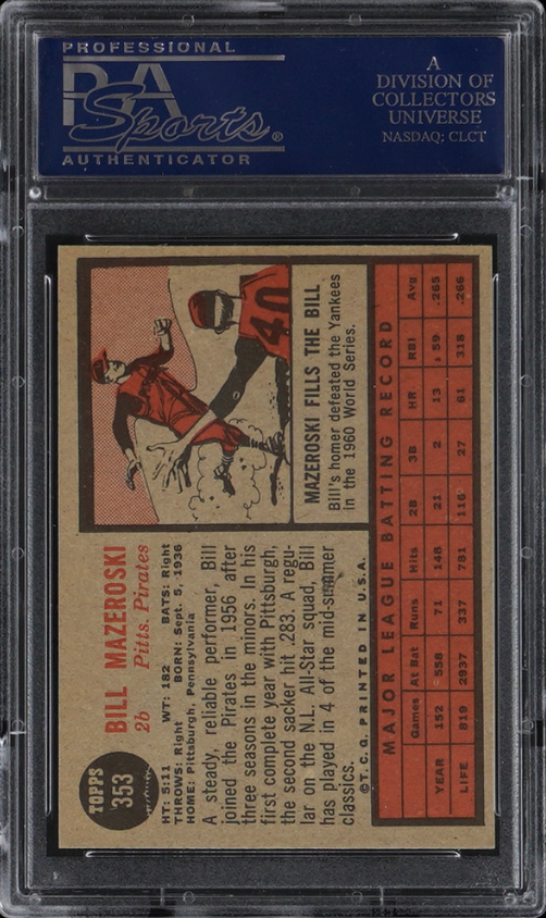 1962 Topps #353 Bill Mazeroski PSA NM-MT 8
