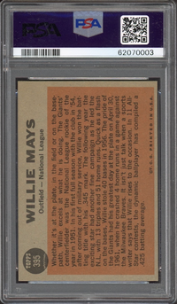 1962 Topps #395 Willie Mays All Star PSA NM-MT+ 8.5
