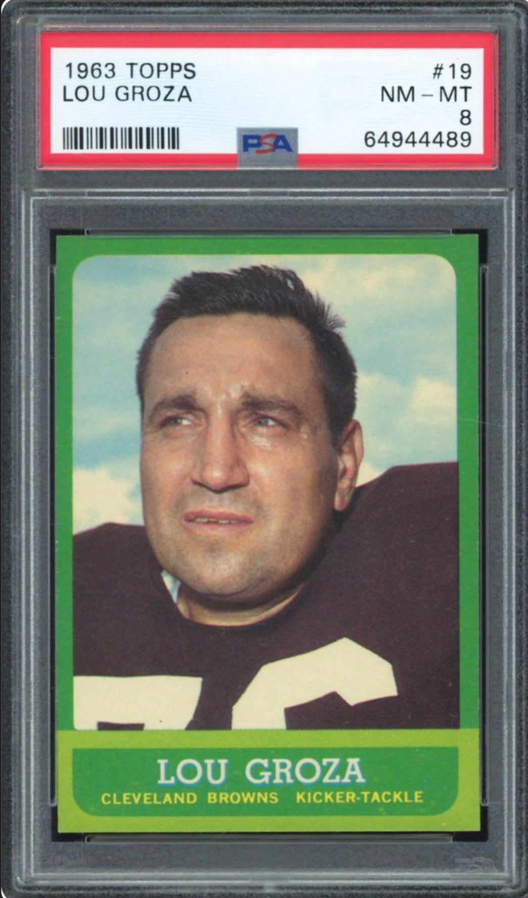 1963 Topps #19 Lou Groza PSA 8