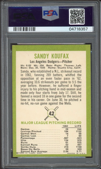 1963 Fleer #42 Sandy Koufax PSA NM-MT 8