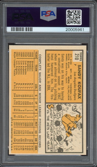 1963 Topps #210 Sandy Koufax PSA NM-MT 8