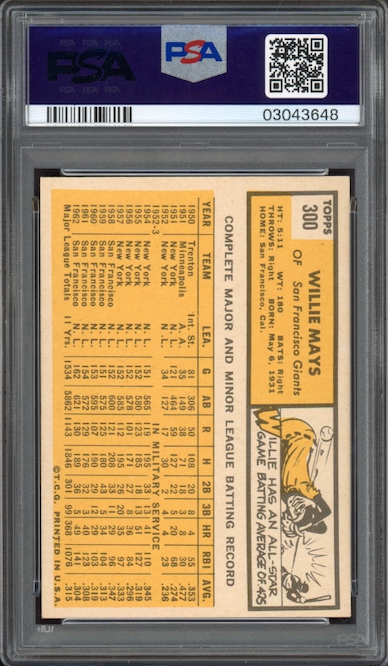 1963 Topps #300 Willie Mays PSA NM-MT 8
